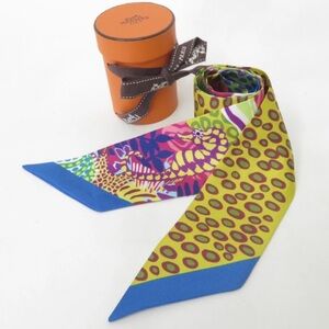 Hermès Twilly Silk Scarf Multicolor 100% Silk Made in France w/ Box
